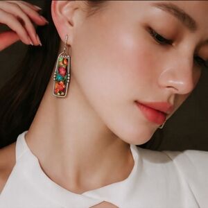 Vibrant Silver and Multicolor Drop Earrings